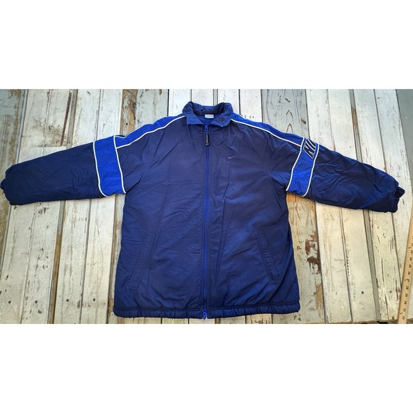 Vintage 2000's Nike Swoosh Reversible Puffer Jacket Fleece KIDS Size 14/16 Y2K